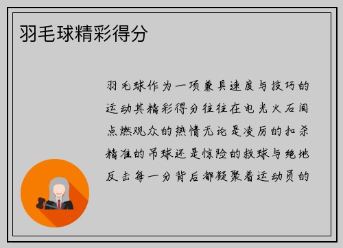 羽毛球精彩得分